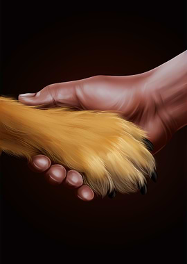 Dog Paw and Human Hand