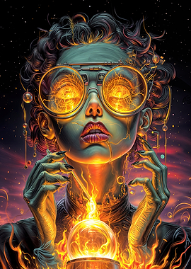 Fiery Woman with Glowing Eyes