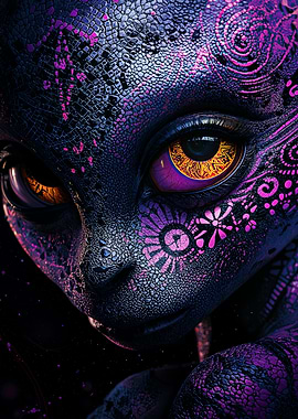 Alien Portrait with Intricate Design