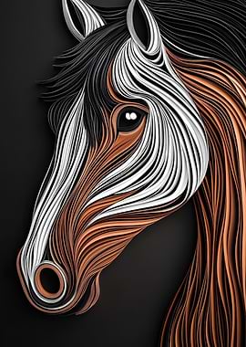 Horse Portrait in Paper Art