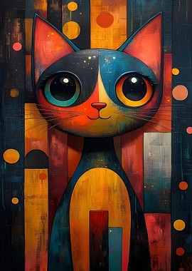 Abstract Cat Painting
