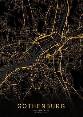 Golden Gothenburg City Map