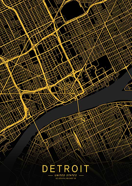 Golden Detroit City Map