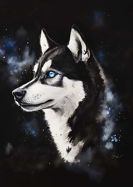Husky with Blue Eyes