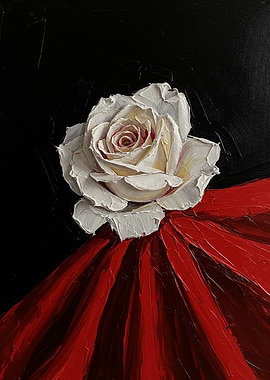 White Rose on Red