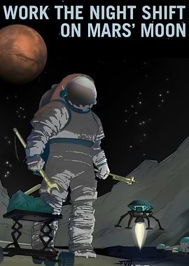 Mars Moon Night Shift Poster