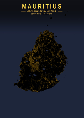 Mauritius Island Golden Map