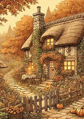 Cozy Rustic Cottage in Autumn