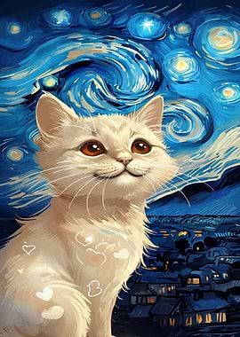 Cat in Starry Night