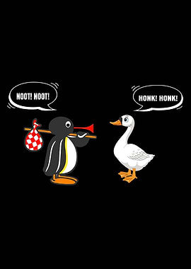 Penguin and Goose Cartoon