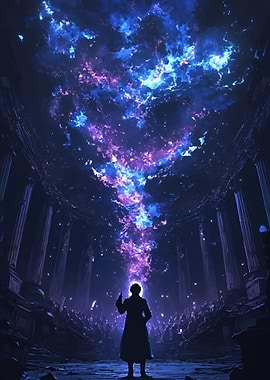 Silhouette Figure in a Mystical Setting