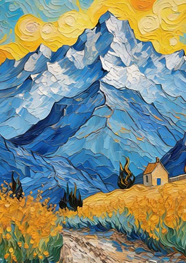 Mountain Landscape in Van Gogh Style