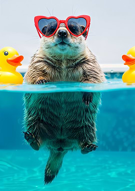 Groundhog in Pool