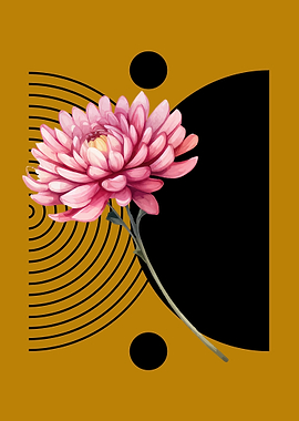 Pink Flower with Geometric Shapes