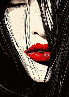 Woman with Red Lips
