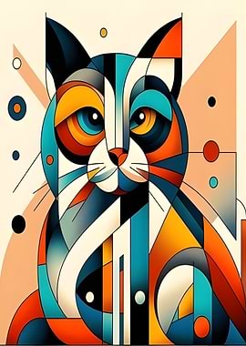Geometric Cat Art