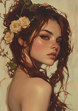 Woman with Flowers in Hair