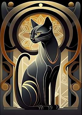 Art Deco Black Cat