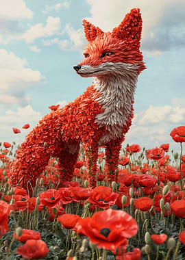 Fox in Poppy Field