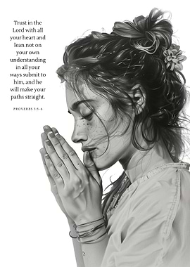 Woman Praying with Bible Verse