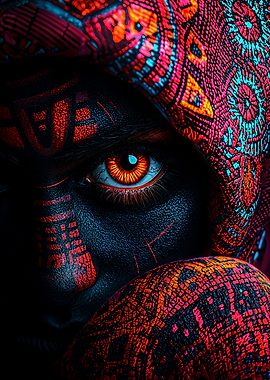 Intense Eye with Tribal Design