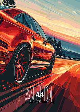 Red Audi A4 Speeding
