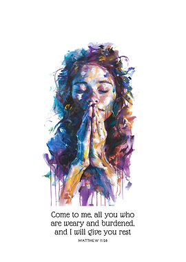 Woman Praying in Watercolor