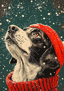 Border Collie Winter Snow Minimalist Art