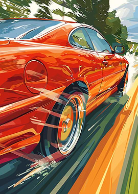 Red Sports Car Speeding