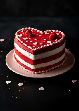 Heart-Shaped Cake with Strawberries