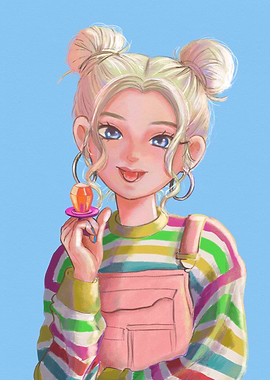 Anime Girl with Candy