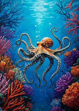 Octopus in Coral Reef