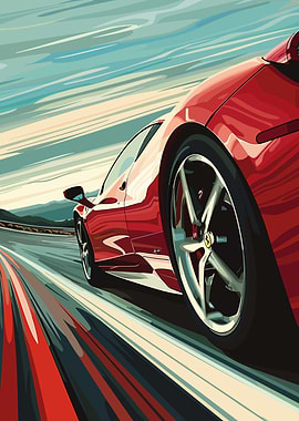 Red Ferrari Speeding