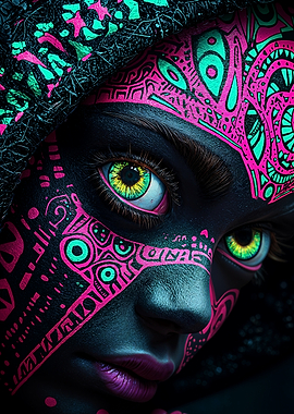 Neon Tribal Face Art
