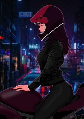 Anime Girl on Motorcycle