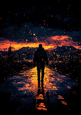 Silhouette in Cityscape