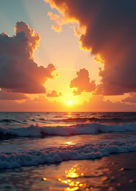 Golden Sunset Over the Ocean
