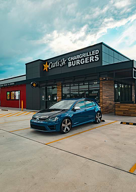 Blue Volkswagen Golf R