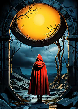 Cloaked Figure at the Portal's Edge