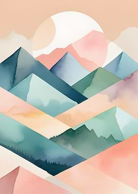 Serene Peaks – Minimalist Mountain Sunrise