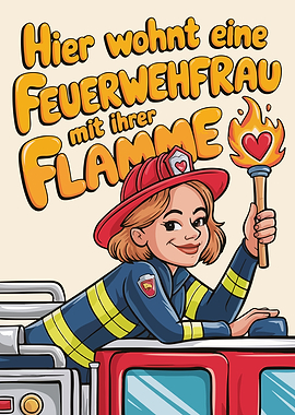 Firefighter Woman with Flame