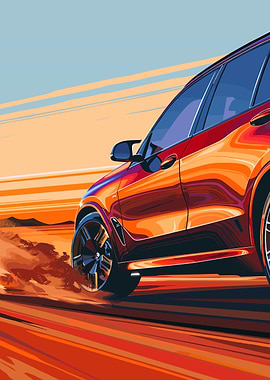 Red BMW SUV Speeding