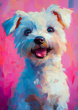 Smiling White Dog Painting