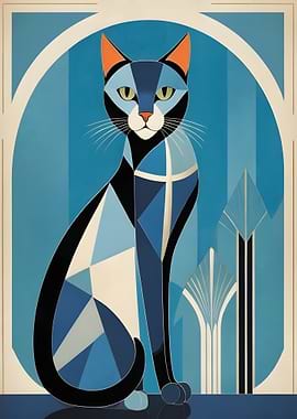 Geometric Cat Art Print