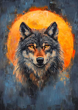 Wolf and Full Moon