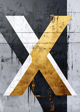 Gold and Gray Letter X
