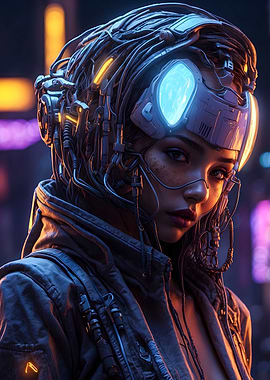 Cyberpunk Woman with Headgear
