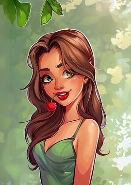 Smiling Girl with Cherry