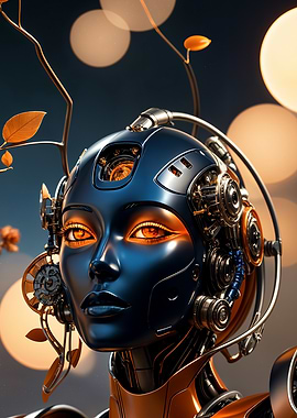 Cybernetic Woman with Glowing Eyes