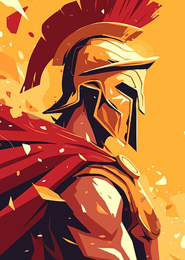 Spartan Warrior Soldier Minimalist Art Illustration